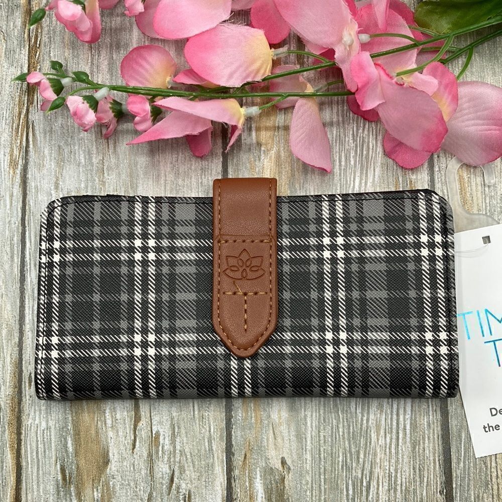 WOMEN’S ALEXANDRIA SLIM Plaid Print Wallet Bag Purse
